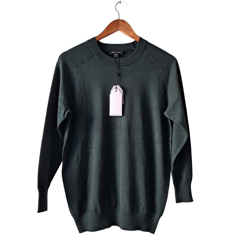NWT Universal Standard Eco Relaxed Core Sweater Crewneck Green Women's Size 00